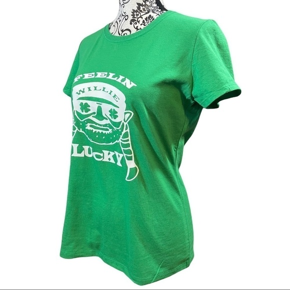 St Patrick’s Day Feelin Willie lucky Green and white graphic tee - Picture 3 of 11